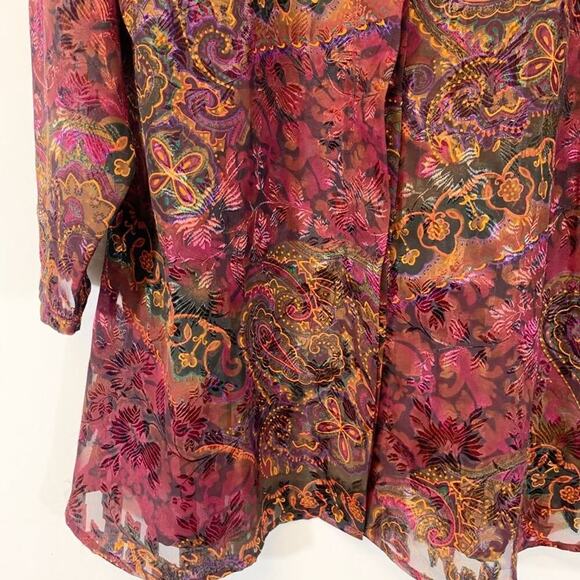 Victoria's Secret Gold Label Semi Sheer Paisley Print Button Down Top Si… - Picture 11 of 11